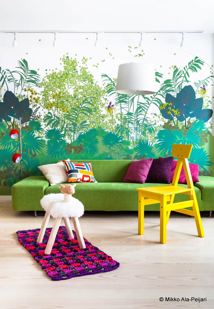 A vibrant and colourful interior design for Finnish penthouse apartment