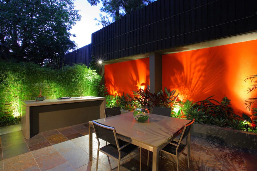 A bold feature colour for Birchgrove courtyard design