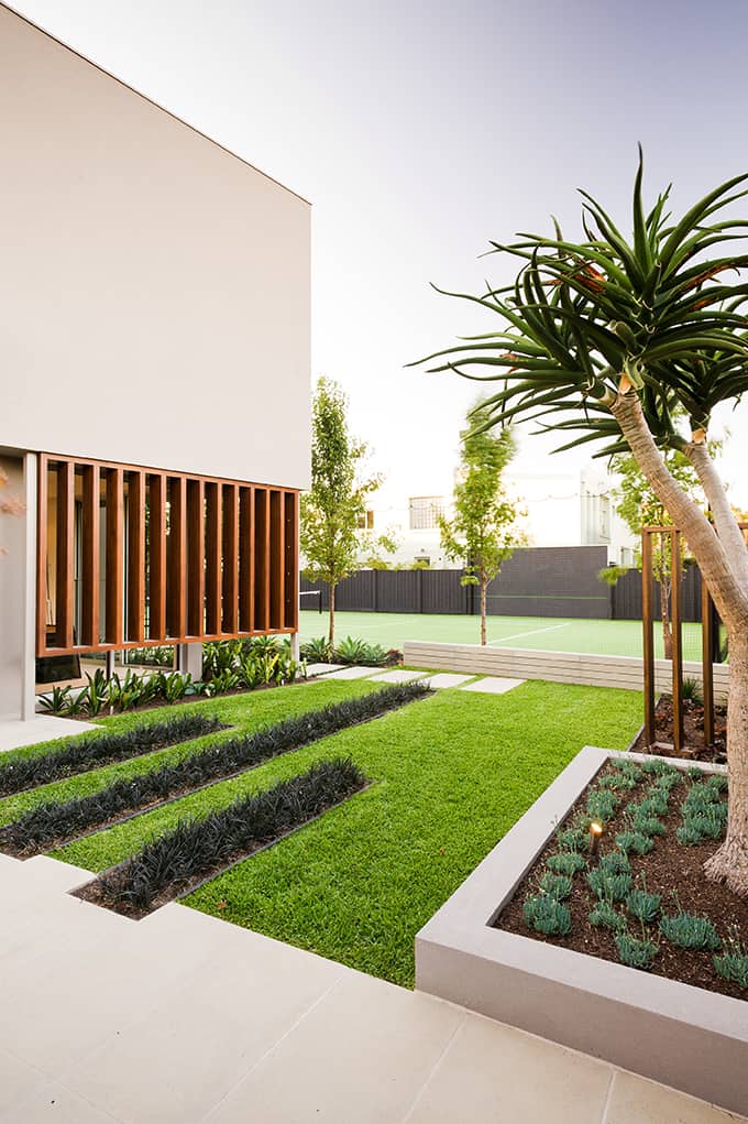 Warm minimalist landscape design in Caulfield