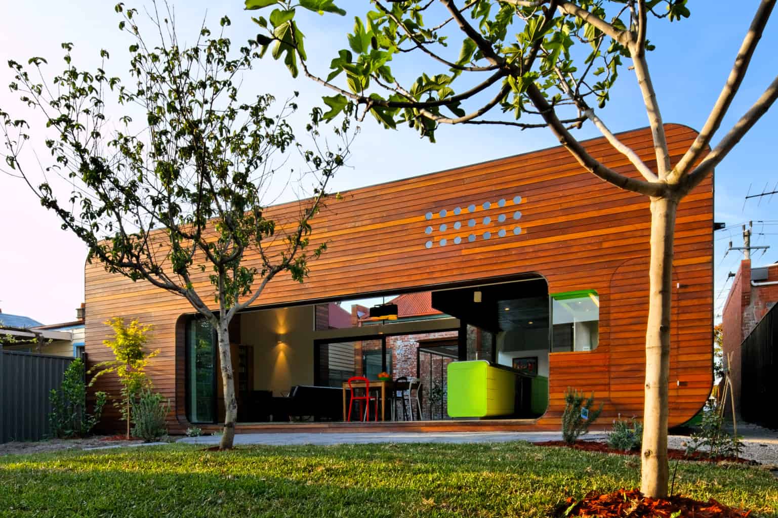 A vibrant modern addition to a Victorian era home