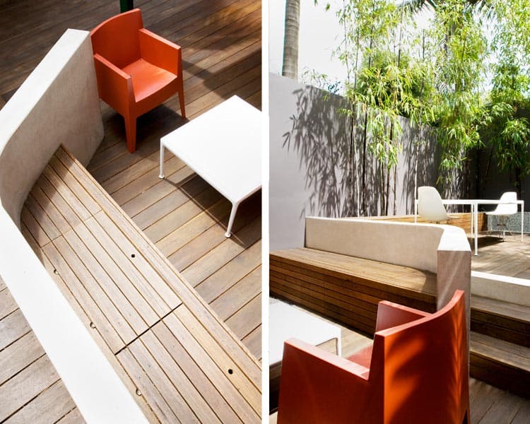 Australian courtyard featuring giant black bamboo and native hardwood