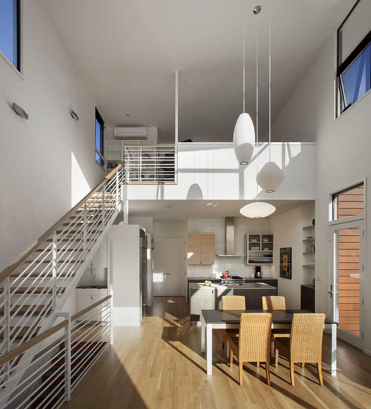 Funky townhouse design with splashes of red